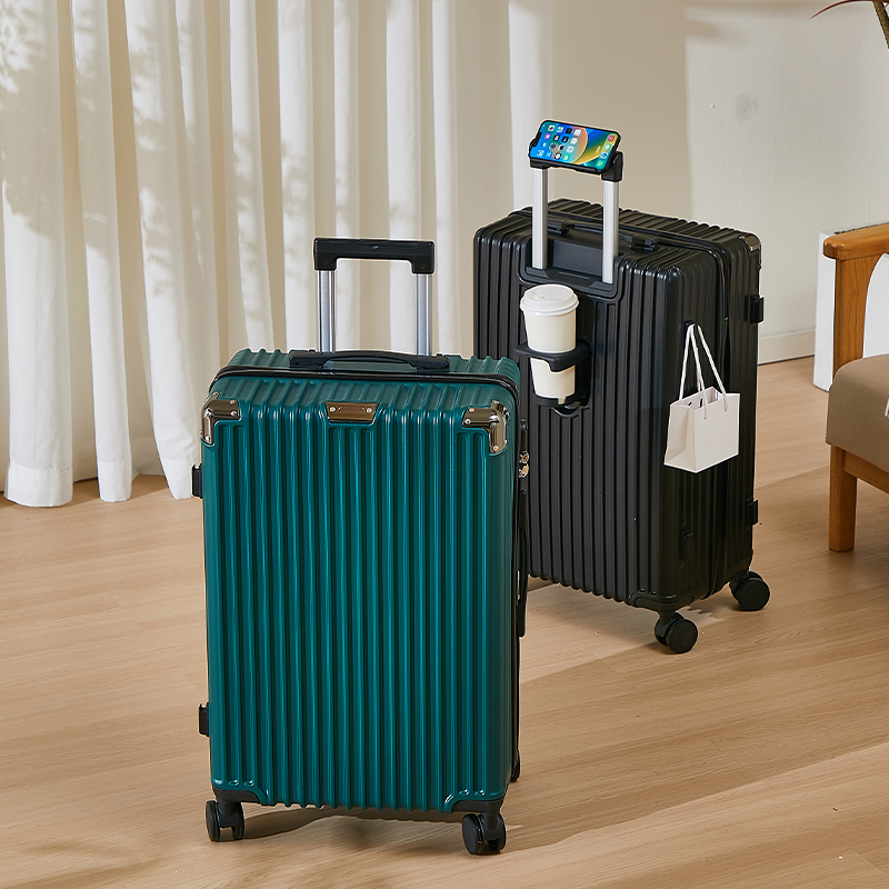 26-28 インチ旅行スーツケース手持ち荷物パスワードボックスカップホルダー携帯電話スタンドサイドフックユニバーサルホイール容量