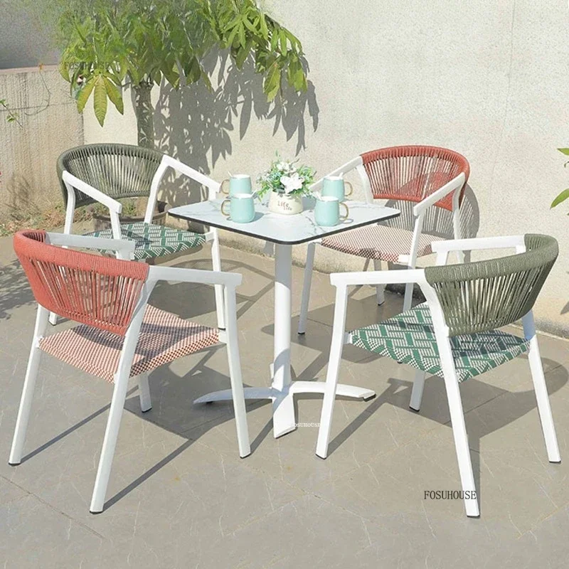 Minimalist Garden Furniture Sets Terrace Balcony Outdoor Table and Chair Three-piece Set Designer Patio Furniture Outdoor Set V