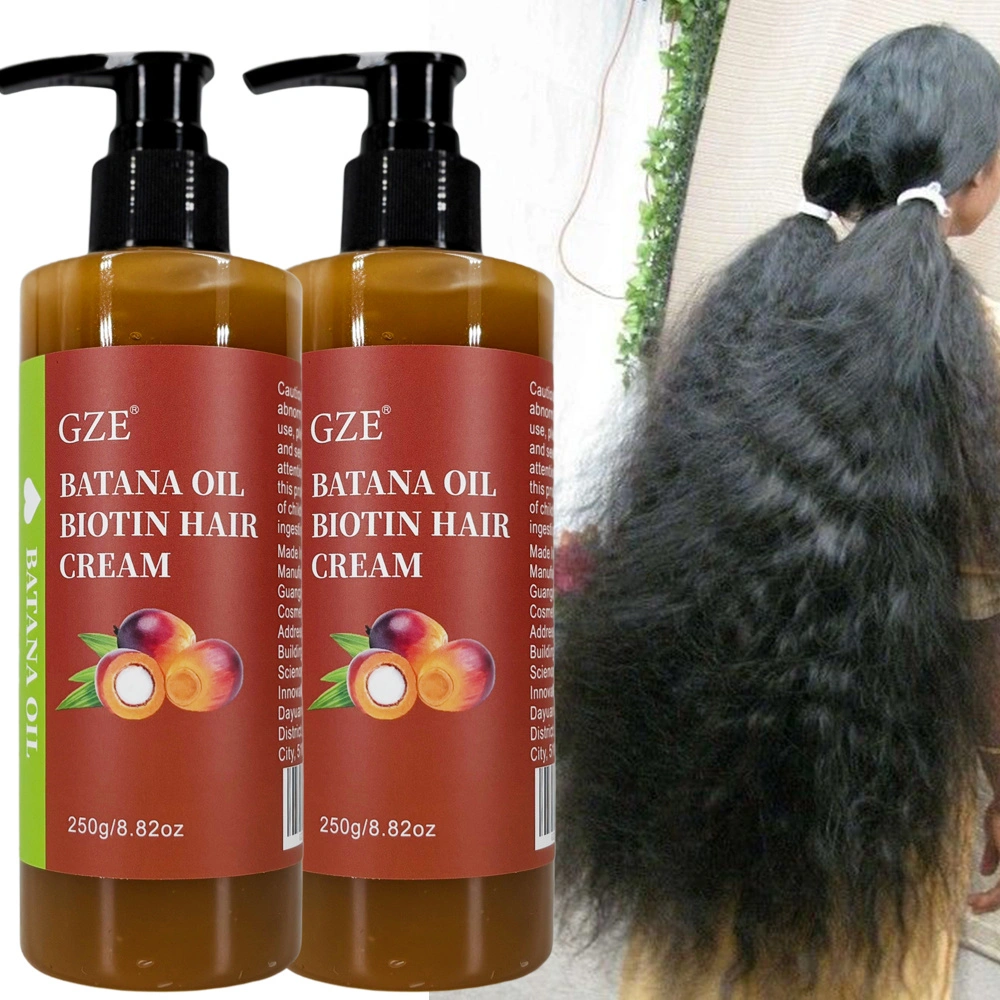 2 パック GZE Batana オイルビオチンヘアクリーム強力な髪の破損防止修理枝毛シルキードライヘア用