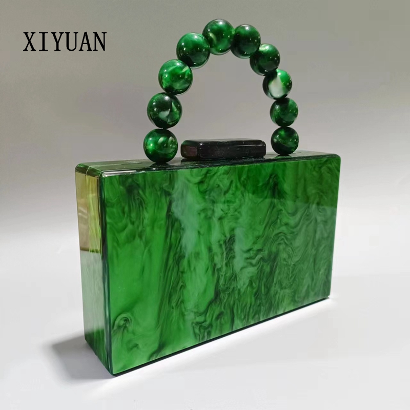 Xiyuan女性アクリルイブニングクラッチバッグ用ウェディングパーティーレディース高級ブティックグリーン財布とハンドバッグデザイナー高品質