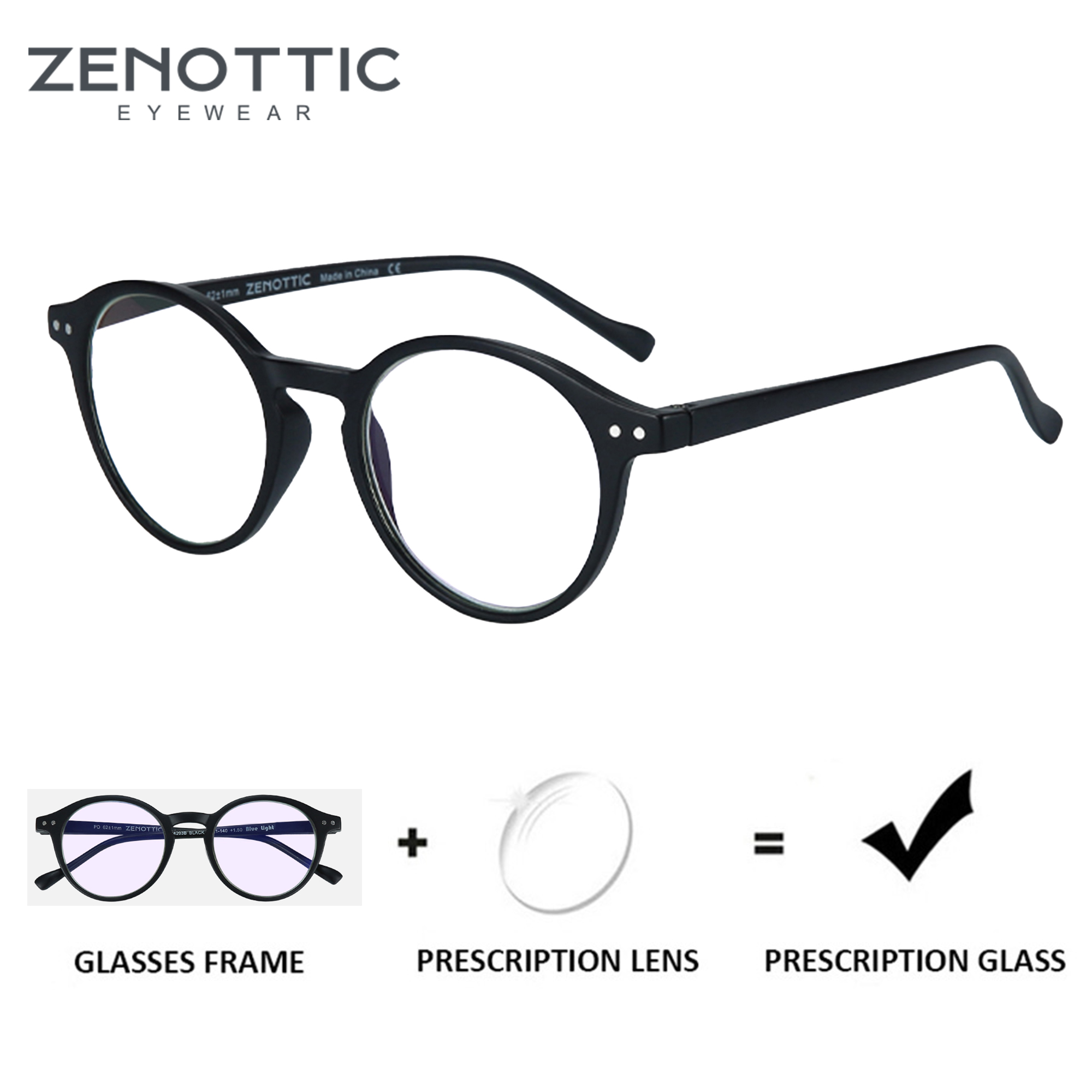 ZENOTTIC レトロ小型ラウンド処方メガネ円形プログレッシブ眼鏡フォトクロミック光学眼鏡女性男性用