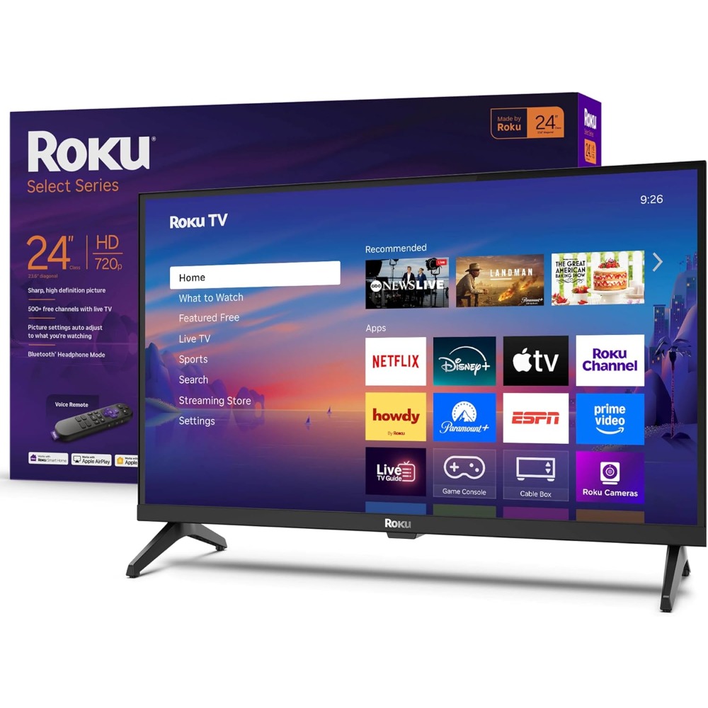 Roku スマート TV 2025 – 24 インチ Select シリーズ、720p HD TV – 音声リモコン付き Roku TV