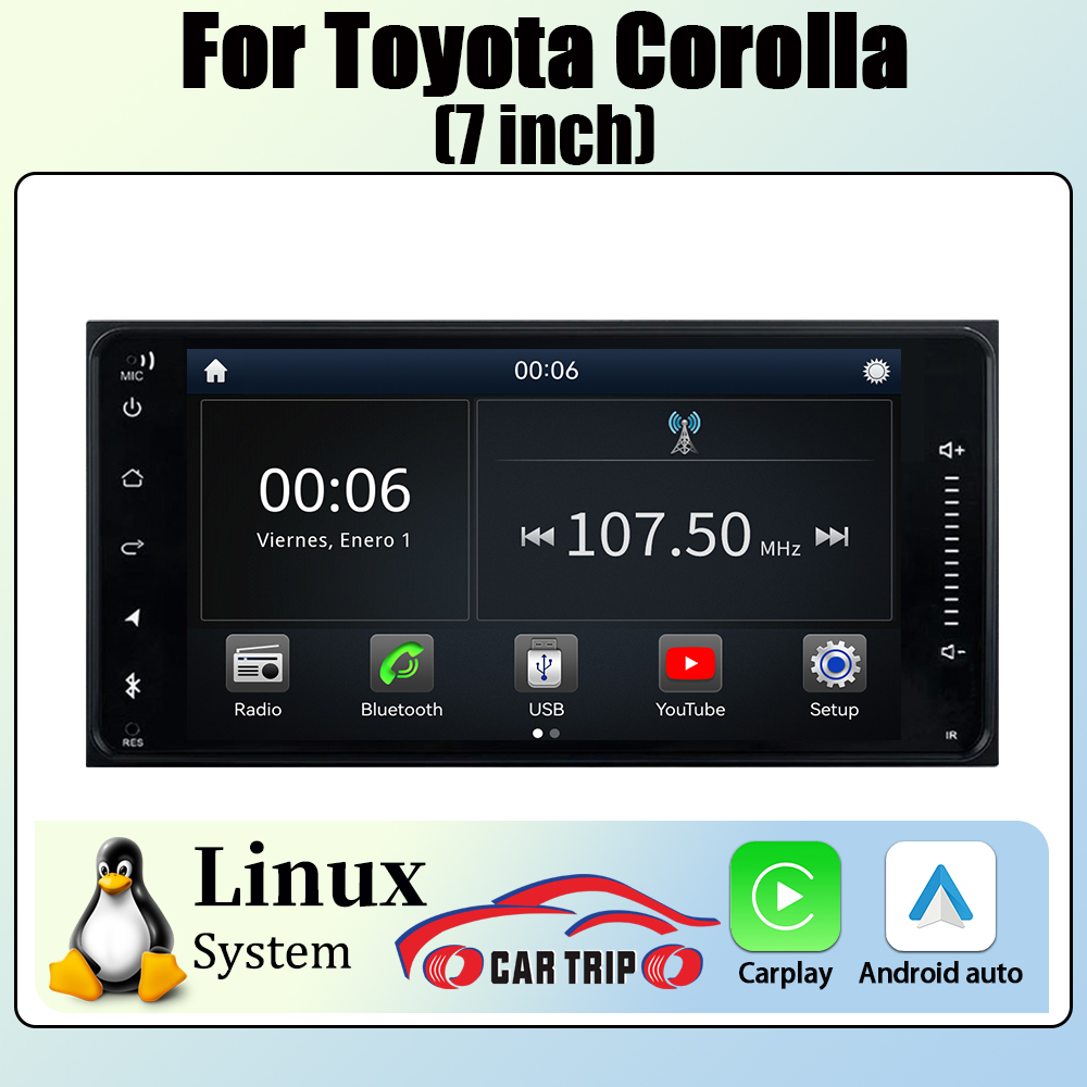 7 ''2DIN Linux Carplay Android 自動ユニバーサルカーマルチメディアラジオプレーヤートヨタ VIOS クラウンカムリハイエースプレビアカローラ RAV4