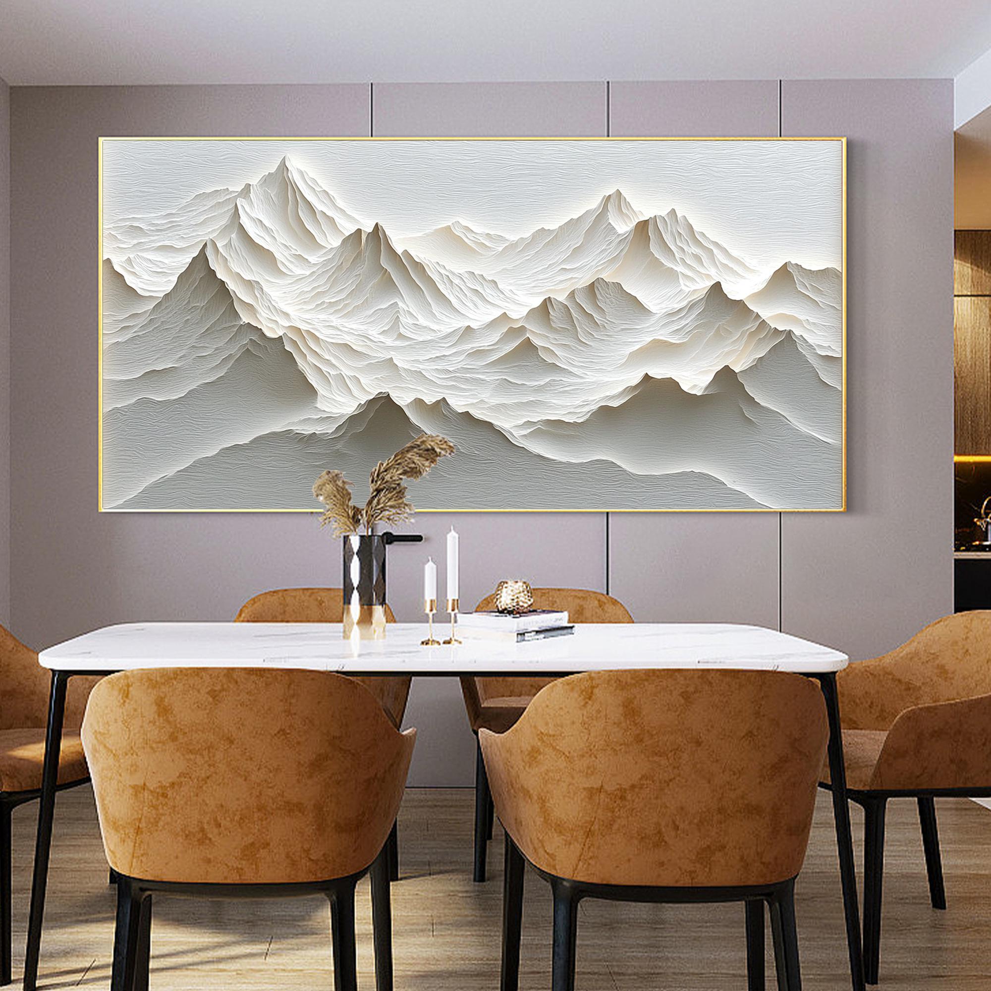 現代のミニマリスト山岳レリーフアートポスタープリント 3D ホワイトテクスチャ山の風景キャンバス絵画シンプルな壁の家の装飾