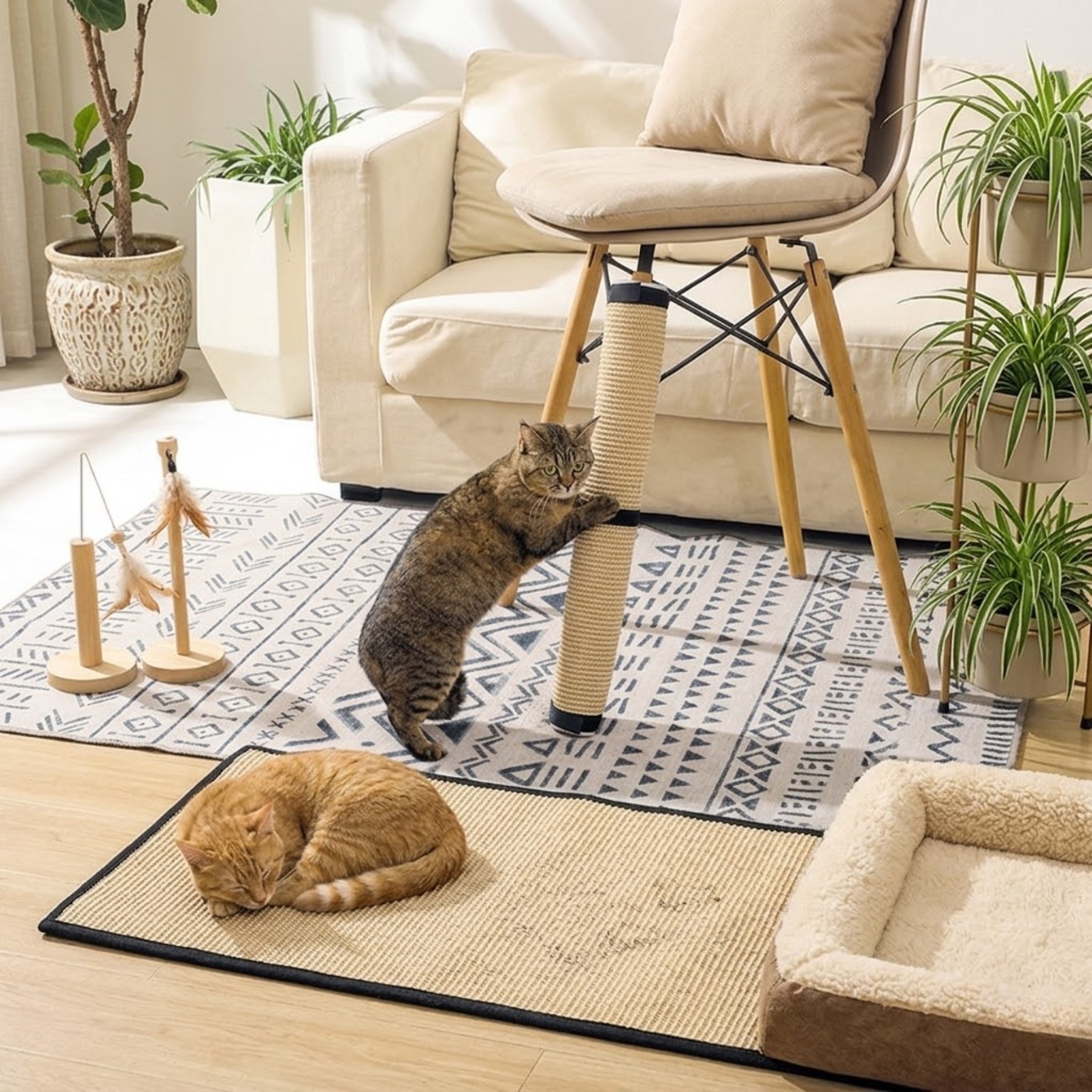 テーブル脚用猫爪とぎパッド、家具を保護する耐摩耗性脱落防止爪とぎポスト