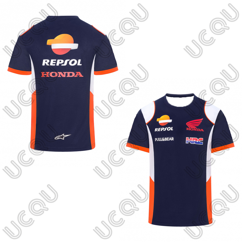 2025 新しい男性ホンダ HRC レーシンググラフィックプリント Tシャツ速乾性カジュアルホンダ半袖男性女性オートバイトップ服