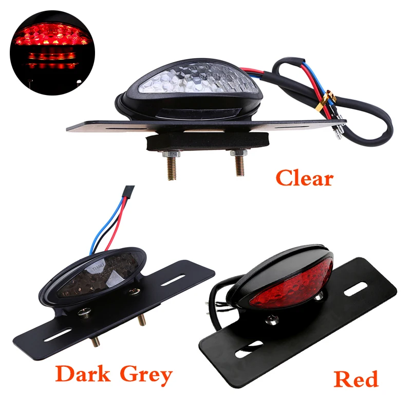 オートバイ LED リアブレーキテールライト停止ナンバープレートライトバイクトラック ATV トレーラーカフェレーサー