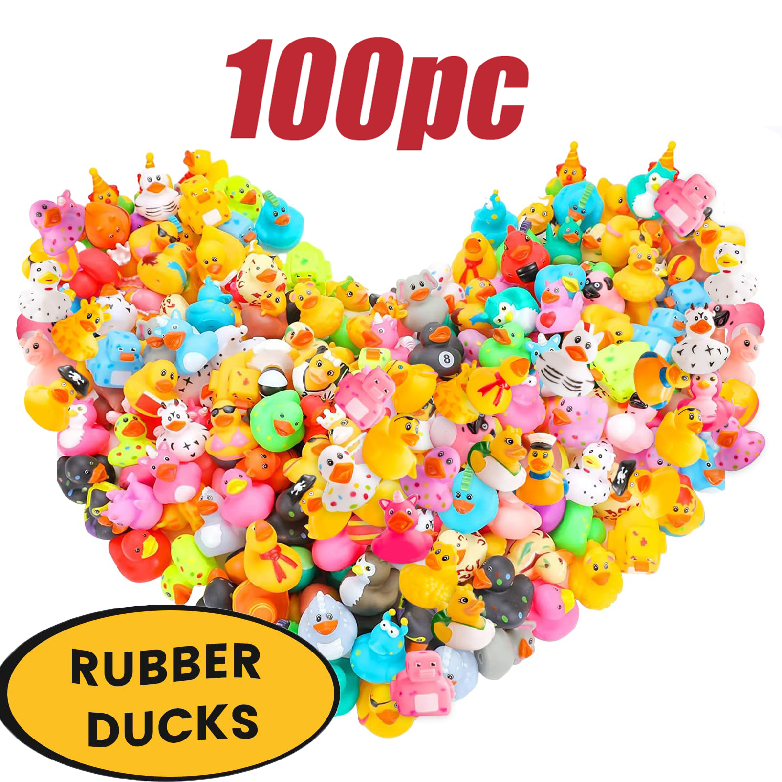 1～100個のゴム製アヒル、バルクのアヒルの詰め合わせ、ジープダッキング、フローター、アヒル、バスおもちゃ、パーティーの記念品用