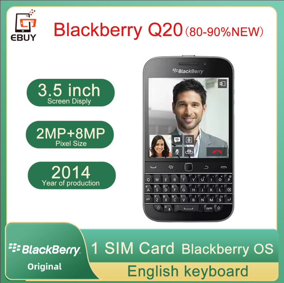 オリジナル BlackBerry Q20 クラシック 4 グラムモバイル携帯電話 3.5 "8MP 16 ギガバイト LCD ロック解除スマートフォン 80-90% 新しい