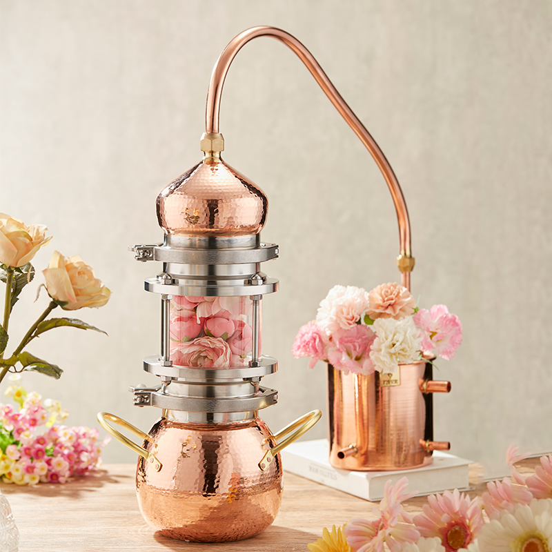 赤銅エッセンシャルオイル蒸留器ピュアデュー蒸留器家庭用醸造機器高濃度エッセンシャルオイル抽出器 3L
