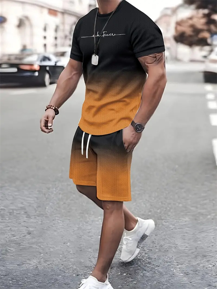 2024 新しい夏のストリートメンズスーツスポーツウェアメンズ特大服 3D プリント Tシャツショーツ男性のシンプルな服ファッションスーツ
