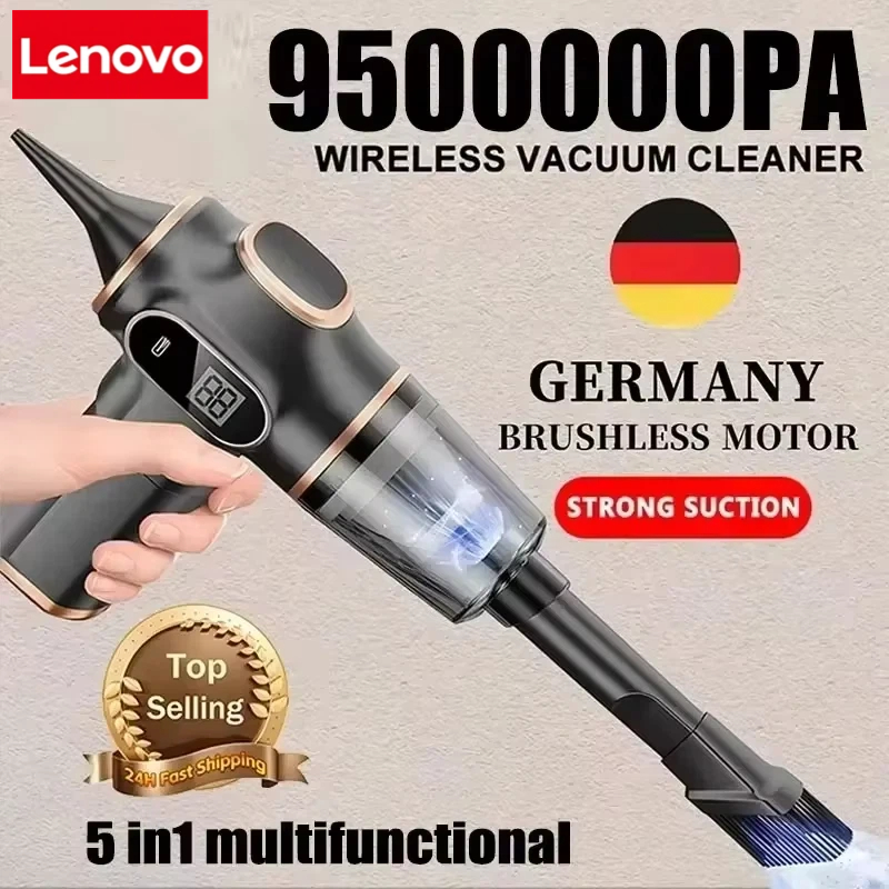 レノボ 9500000Pa ワイヤレス掃除機デュアル使用家庭用ハイパワー家電表示画面カーペットソファ車クリーナー