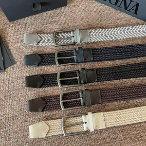売れ筋の高級メンズ編み込みバンド、高品質の伸縮性ゴムバンド、シルクとリネンの編み込み、カスタムロゴバンド、ギフトボックス付き。