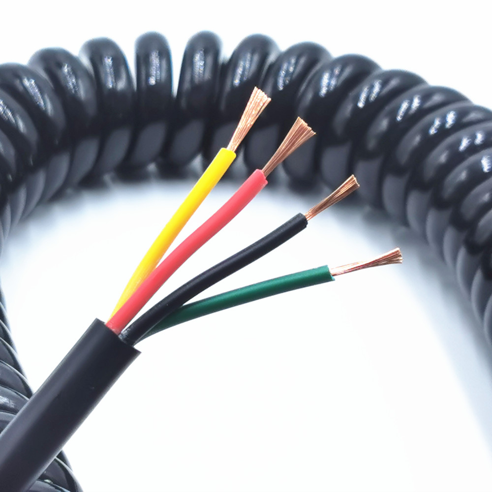 2 コア-3-4-5-6-8-9-10-12 コア伸縮性ワイヤー黒伸縮電源コード高品質スプリングスパイラルケーブル