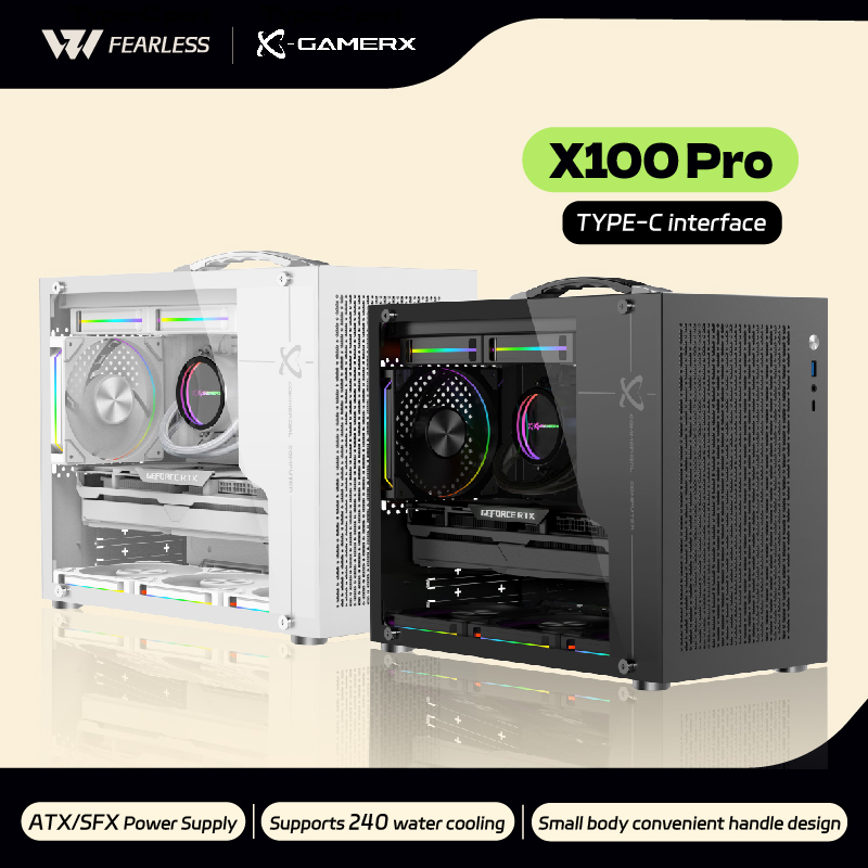 パワートレイン X-Gamerx X100 Pro M-ATX PC ケース 透明側 240 水冷 TYPE-C ATX SFX 電源 MINI ポータブルケース