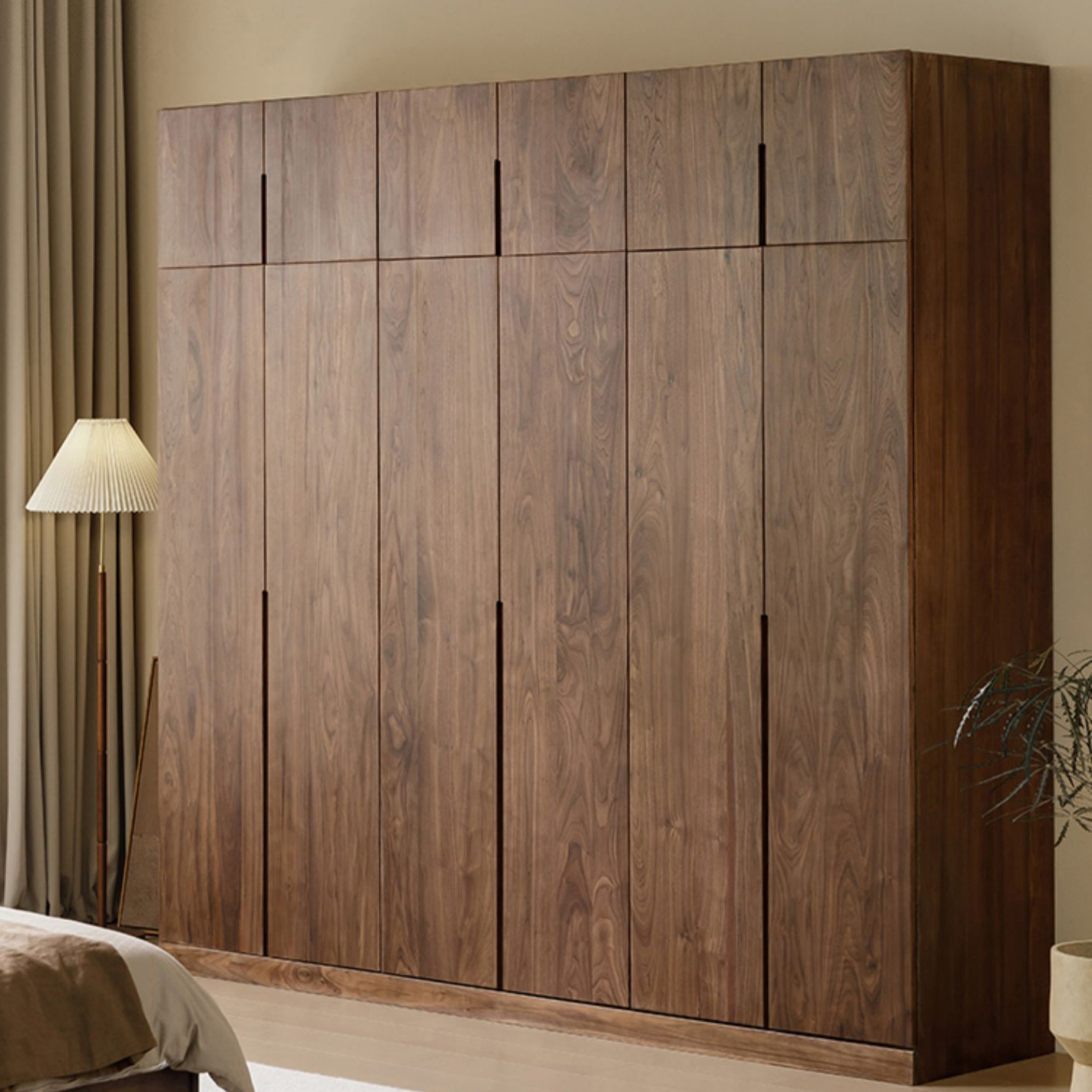 #Modern Simple All-Solid Wood Wardrobe Black Walnut One-Door Cabinet Adjustable Height For Home Apartment Hotel Bedroom Furnitur