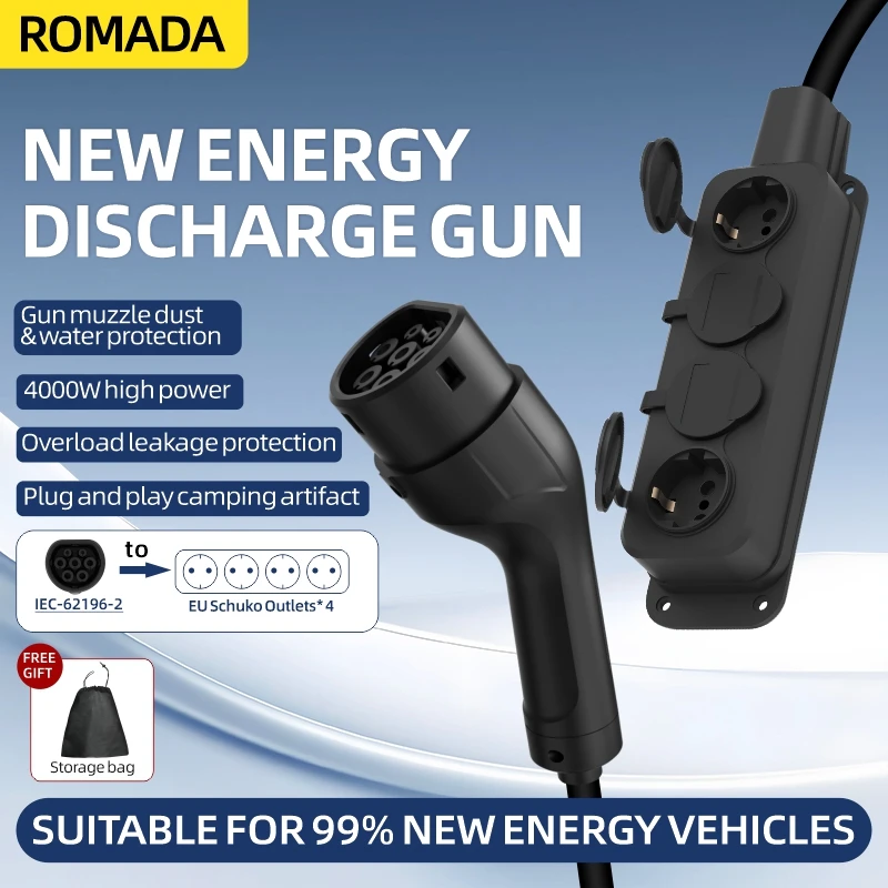 ROMADA 放電器電気自動車放電ガン 4KW 16A EU ソケット電気自動車側 V2L 車両に負荷アダプタ 3 メートル 5 メートル 10 メートル