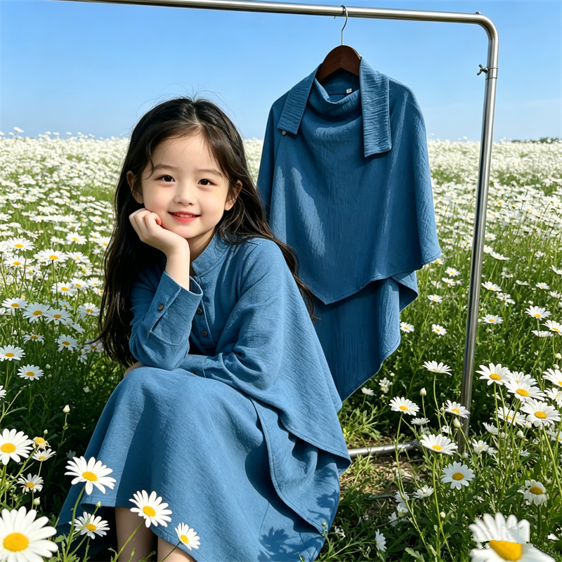 2 個イスラム教徒子供女の子ヒジャブドレス Khimar Jalabiya Eid Djellaba Burqa ローブアバヤトルコカフタンイスラム子供服祈りの衣服