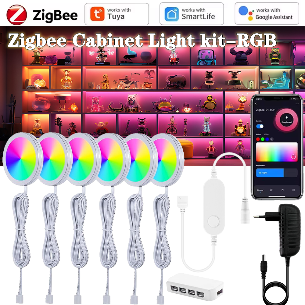 Tuya Zigbee DC12V RGB LED アンダーキャビネットライト調光可能なパックライト音声制御フェスティバルワードローブ寝室キッチン Alexa Google