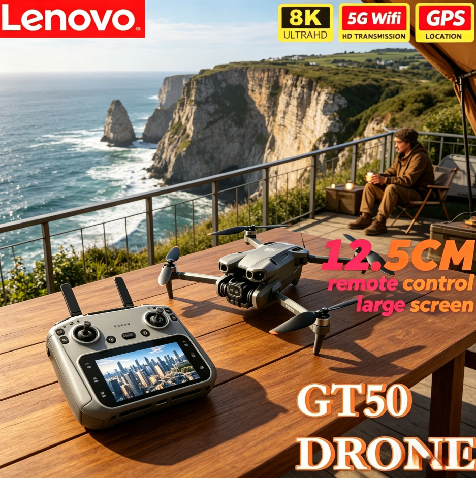 Lenovo GT50 ドローン 4.3 インチ スクリーン リモコン 4K 8K EIS GPS 折りたたみ式クアッドコプター 軽量 初心者 ドローン 大人旅行用