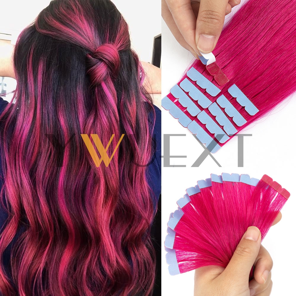 YWUEXT ミニテープ 人毛 ファンシーカラー 12-20 インチ ナチュラル Striaght シームレステープ ヘアエクステンション アウトレットヘアスタイル用