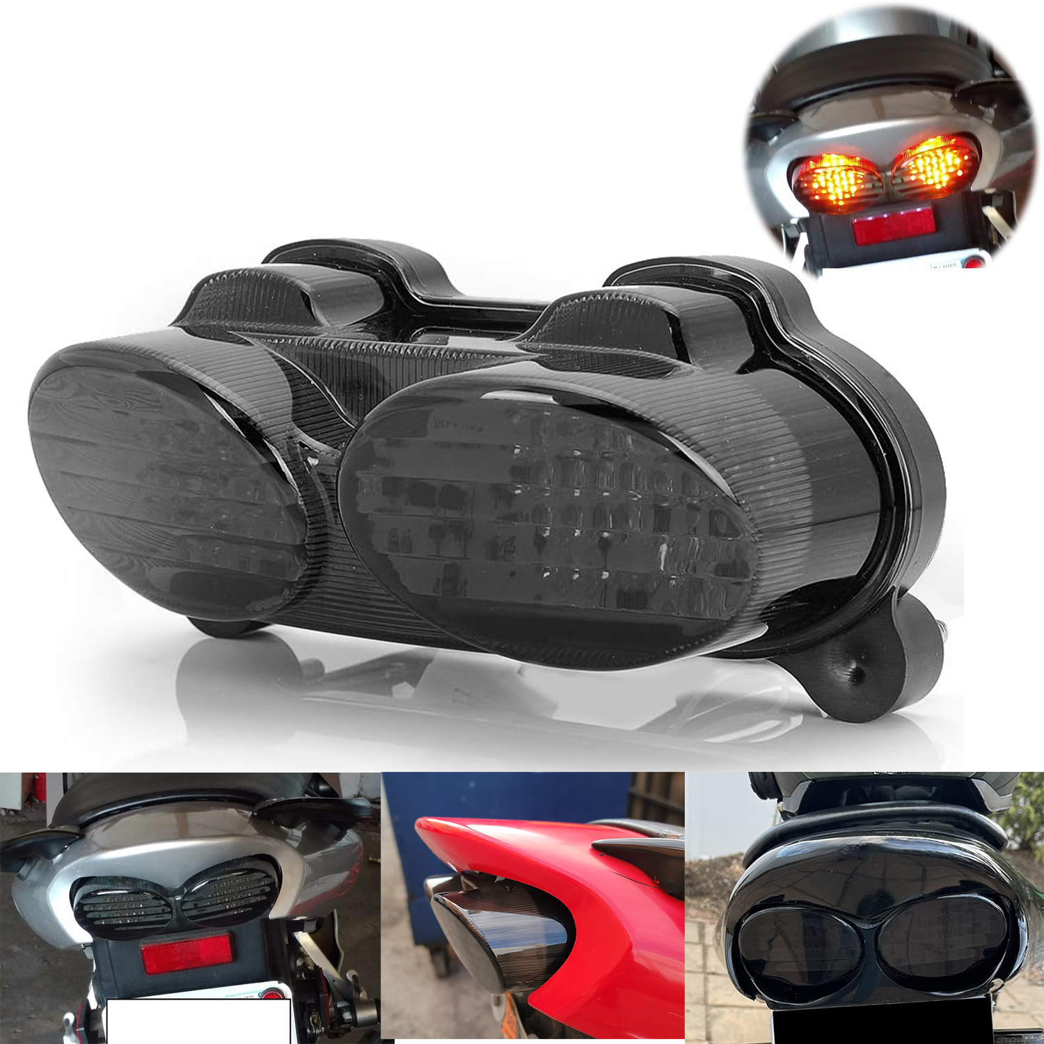 カワサキ ZR7S ZX6R ZX900 ZX9R ZZR600 スモークテールライト統合 LED ブレーキウインカーテールライトウインカーインジケータ