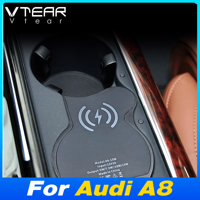 アウディ A8 2011-2024 車のワイヤレス充電器 15 ワット高速携帯電話の充電プレートアダプタインテリア修正自動車の付属品