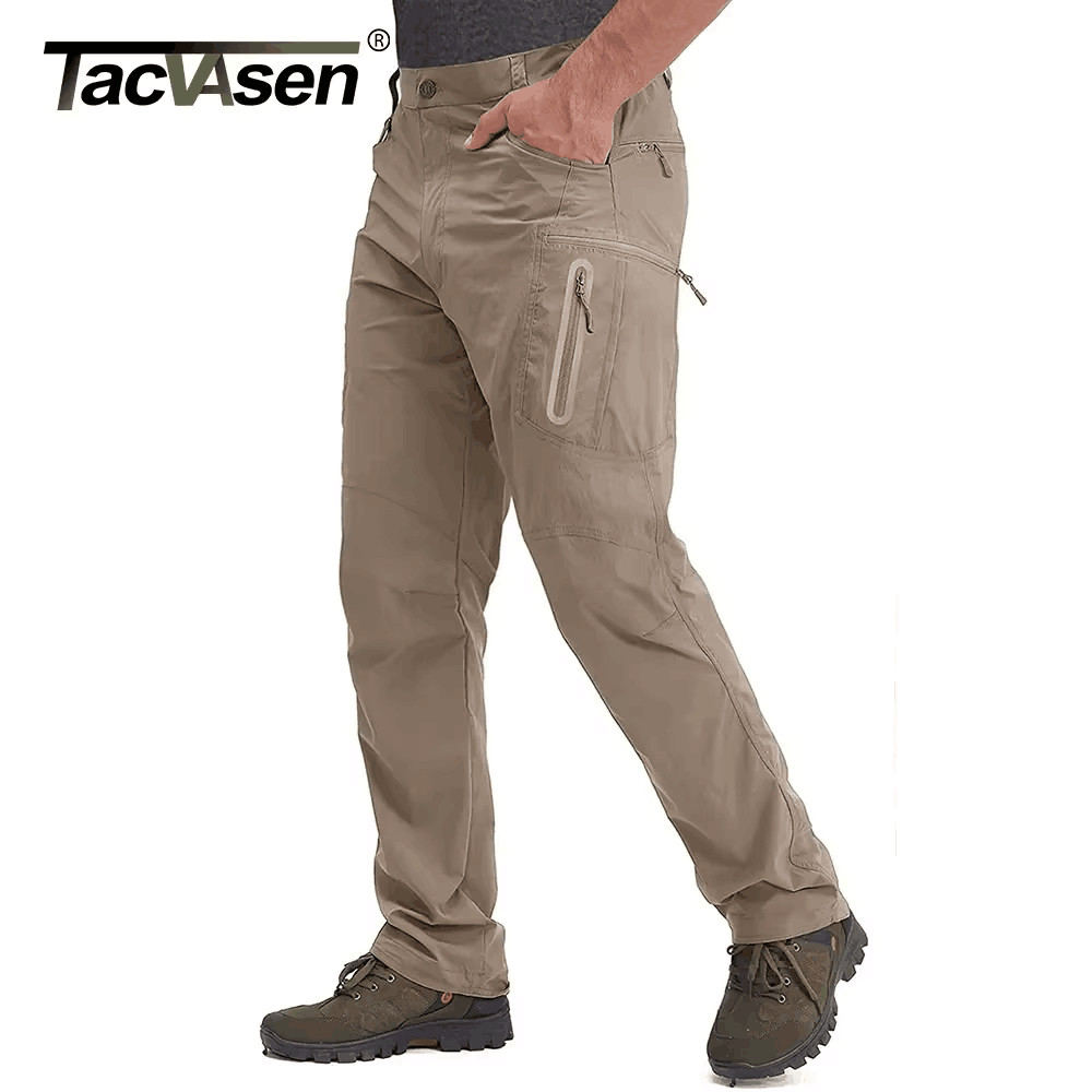 TACVASEN 夏軽量ズボンメンズ釣りパンツ屋外ハイキングナイロンクイックドライポケットカーゴパンツカジュアルワークパンツ