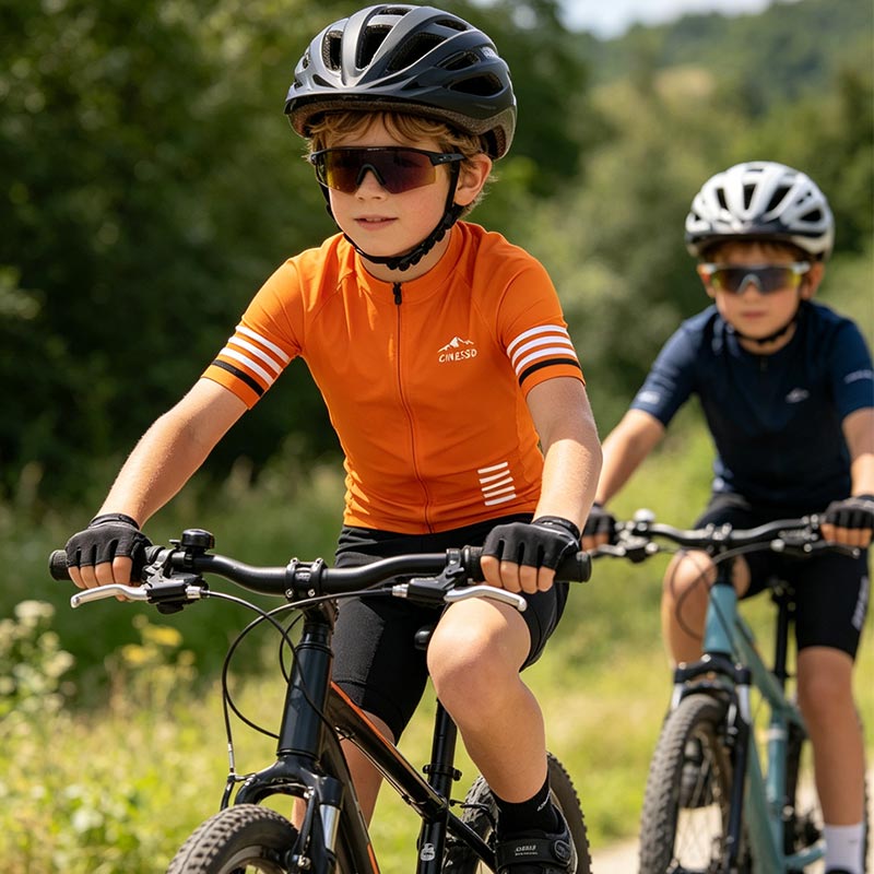 2026 夏の少年サイクリングジャージセット通気性半袖子供バイク服ガール MTB バイククイックドライサイクリング服スーツ