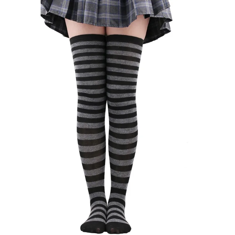 腿の高ストッキングレディースストライプレディースガールズ黒、白、ピンクロングオーバーニーソックス femboy コスプレロリータ原宿 Y2k
