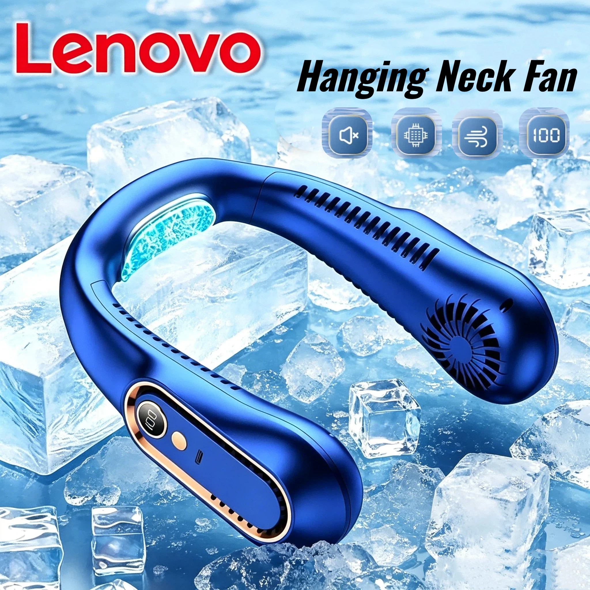 Lenovo 吊り首ファン USB ポータブル小型羽根なし怠惰な人首吊り充電サイレント冷却空調屋外