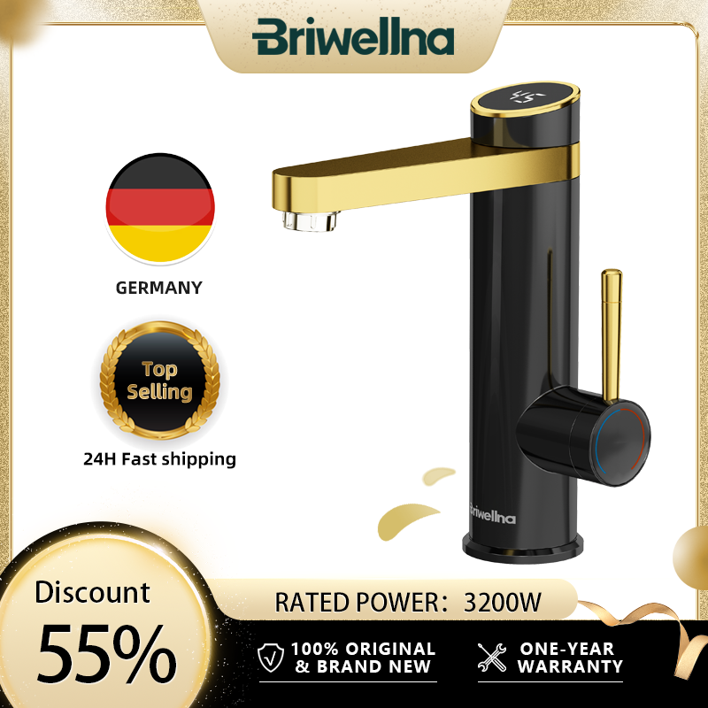 Briwellna 給湯器流れる蛇口 2 で 1 フローヒーター浴室用タンクレスミニヒータータップ 120 ° スイベル電気蛇口 220V