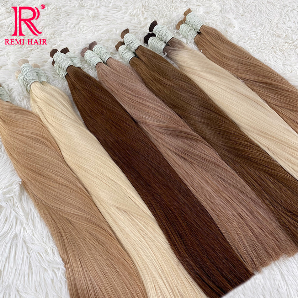 REMI 100% 本物の人間のベトナムの髪バルクなし横糸ストレートバージンヘアエクステンション編組人毛ウィービング