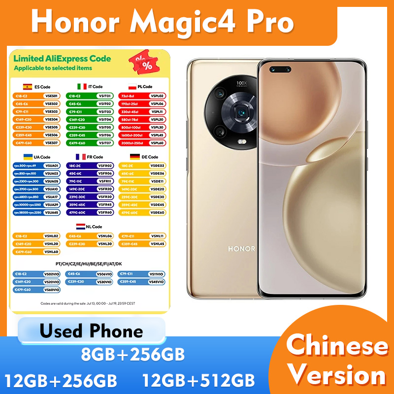 HONOR Magic 4 Pro 5g スマートフォン 6.81 インチ 2848x1312px 4600mAh バッテリー 256GB ROM NFC 50MP OIS アンチシェイク中古電話