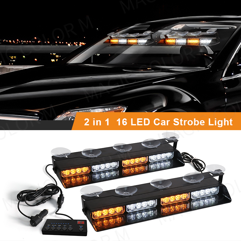 32 LED 車のフロントガラス安全警告灯 2 In1 警察車両用インテリアストロボ緊急信号ランプ吸盤 12V