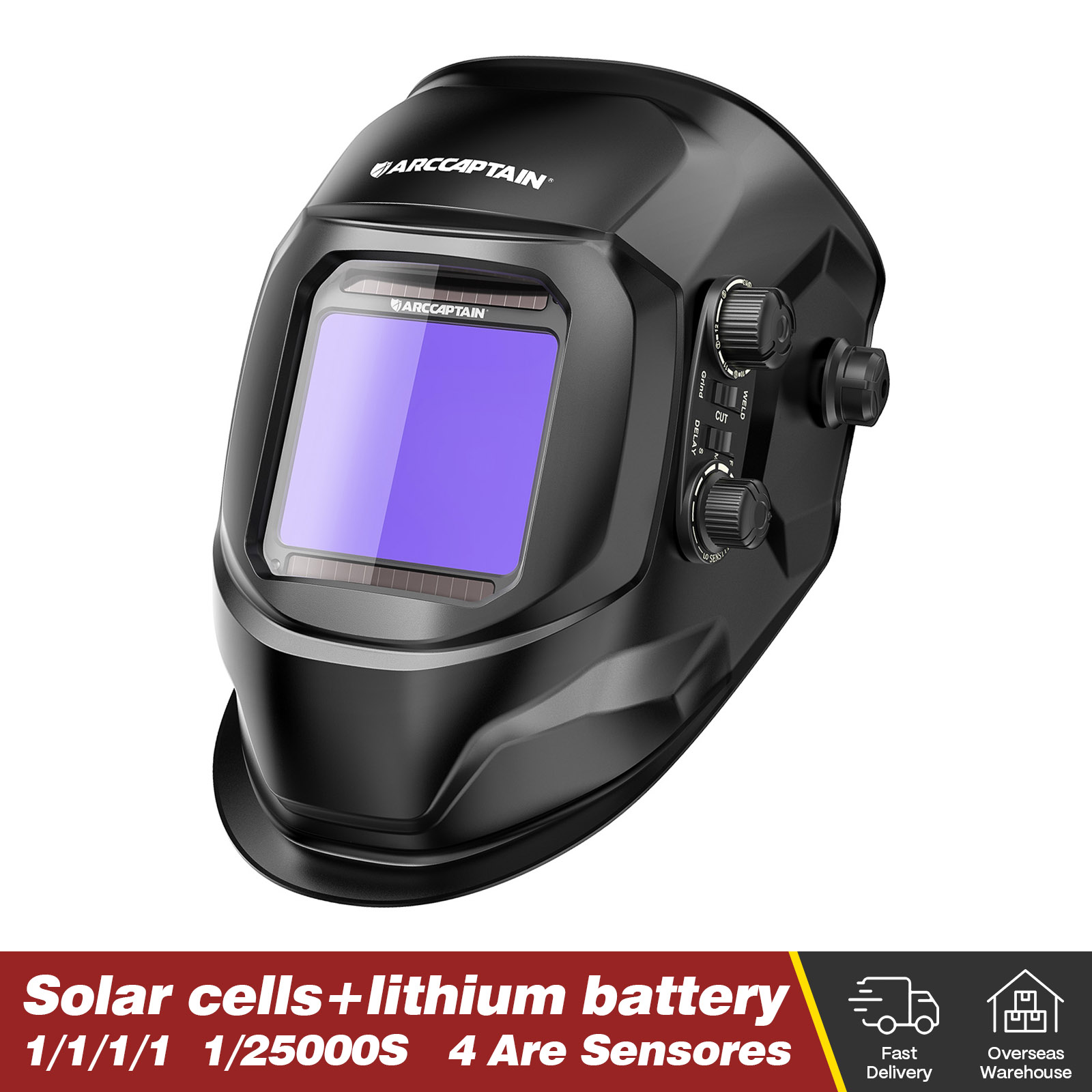 ARCCAPTAIN 溶接ヘルメット溶接機マスクラージビュートゥルーカラー太陽光発電自動暗くなる溶接マスクアーク MIG TIG 溶接機カット