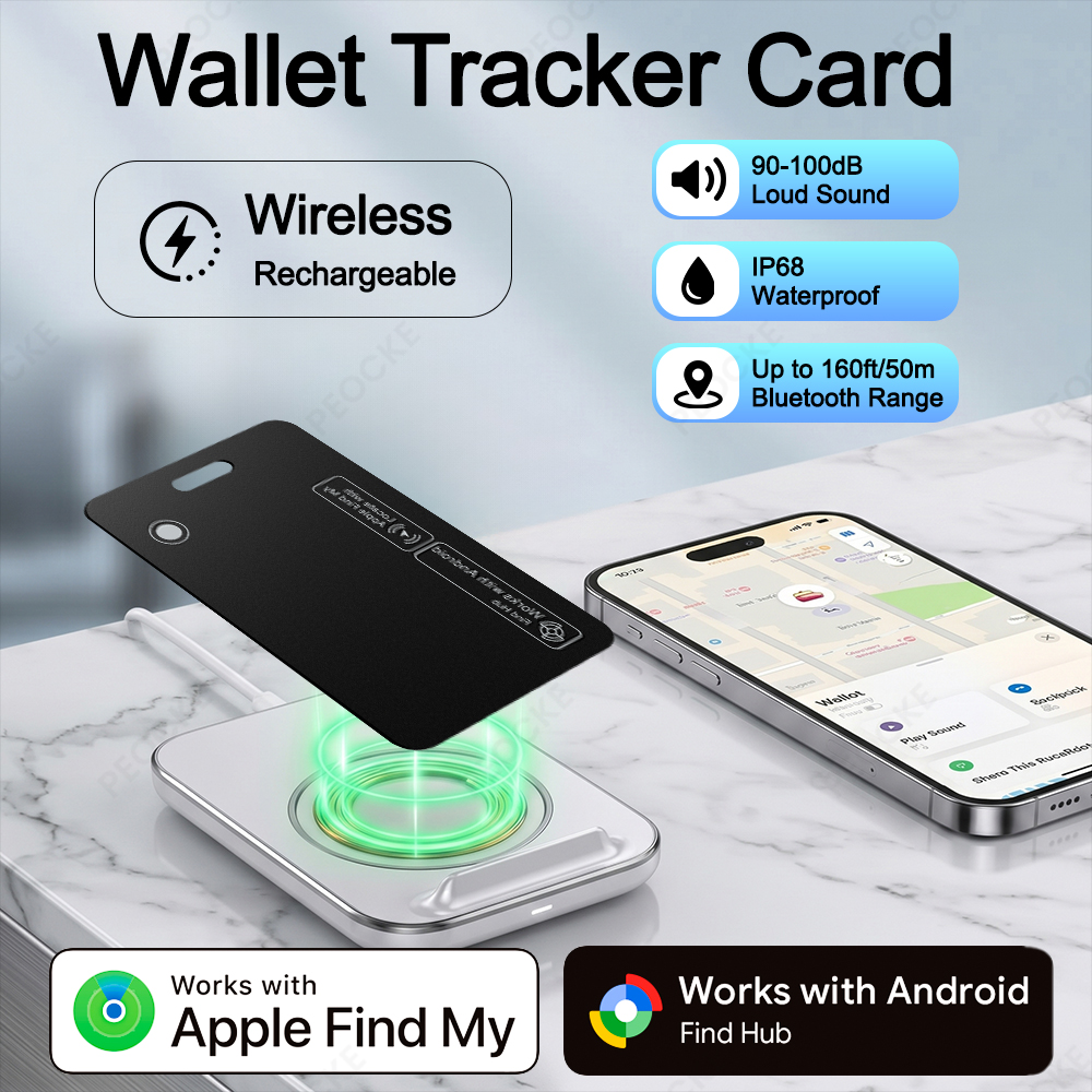 超薄型ウォレットトラッカーカード充電式デュアルシステムBluetoothスマート紛失防止タグApple Find Myで動作します