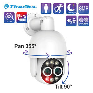Tinosec 4Mp +4MP POE IP PTZ カメラ ズーム機能付き 屋外用 防水 8倍ズーム 動き検知 自動追尾機能付き PTZ カメラ