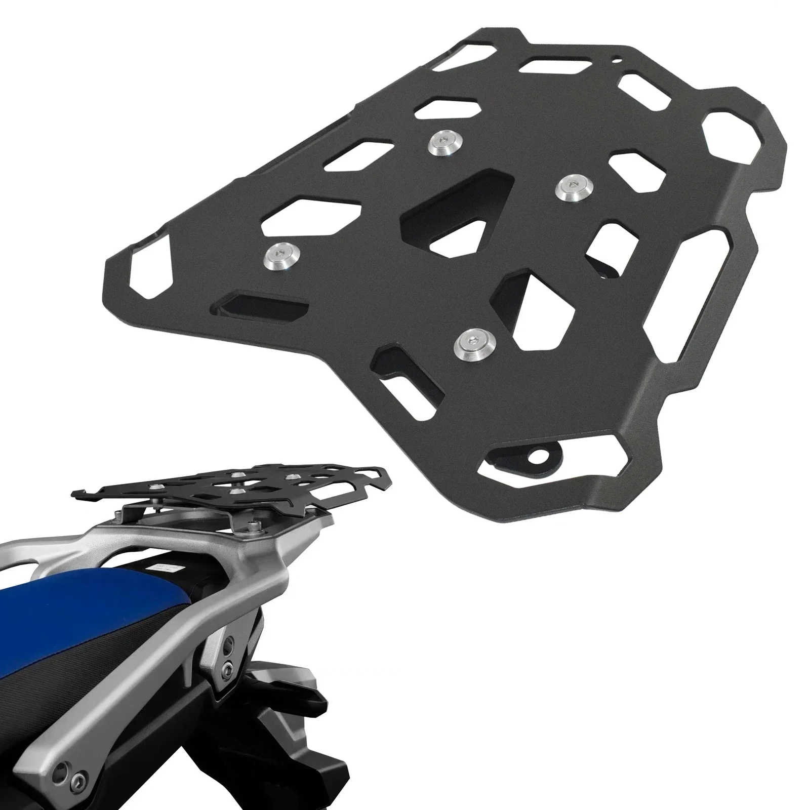 黒オートバイリアキャリアプレート荷物ラック貨物棚キャリーカバーホルダーホンダ XL 750 Transalp XL750 RD16 2023 2024