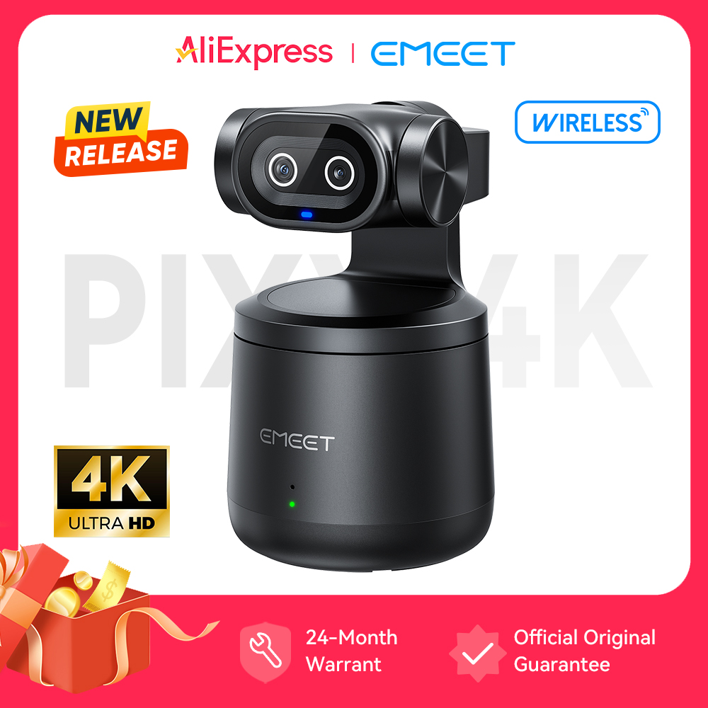 EMEET PIXY ワイヤレス 4K ウェブカメラ デュアルレンズ AI トラッキング PTZ ストリーミングカメラ ジェスチャーコントロール HDR ライブストリーミング対応（YouTube/Facebook 向け）