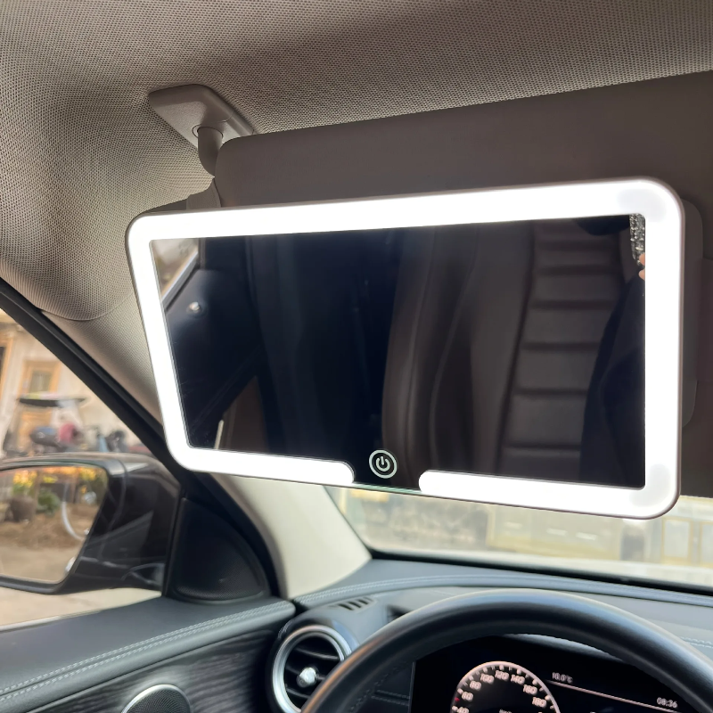 車のインテリアミラーサンバイザープレート LED HD 化粧鏡女の子女性充電式補助光ユニバーサル薄型バニティミラー