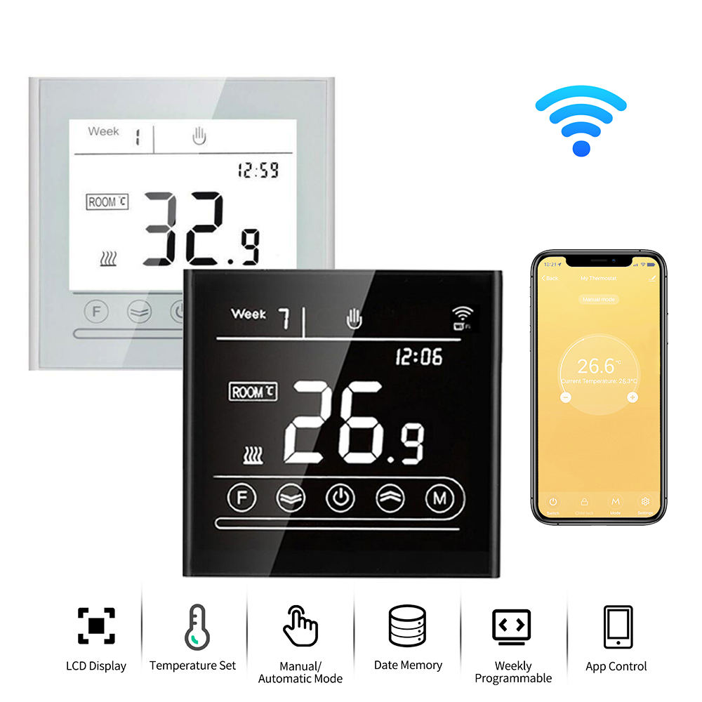 MINCO HEAT Tuya WiFi スマート サーモスタット 16A 電気床暖房システム温度音声コントローラー Google ホーム Alexa 用