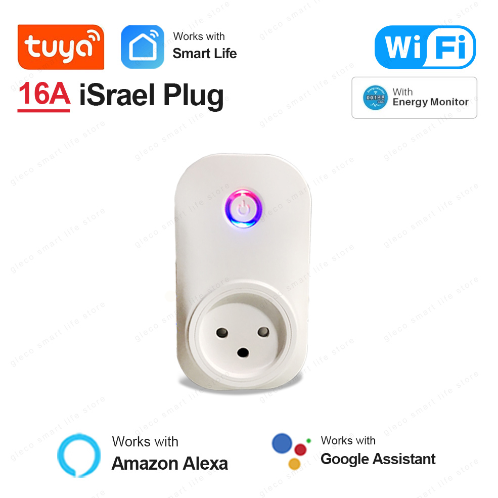 16A イスラエル プラグ Tuya スマート Wifi 電源プラグ ワイヤレス ソケット コンセント Alexa Google ホーム アシスタント スマート ライフ アプリと連携