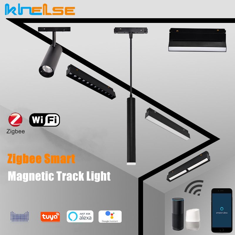 Zigbee スマート調光可能な磁気トラックライト DC48V Tuya アプリ WiFi Alexa Google アシスタント音声リモ​​コン調整 LED レールランプ