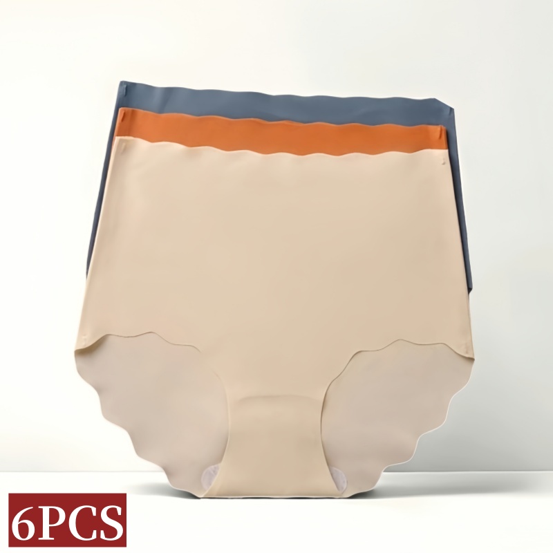 6 ピース/セット女性アイスシルクパンティー女性パンツ超薄型ブリーフ見えない下着高層パンティーセクシーなランジェリー