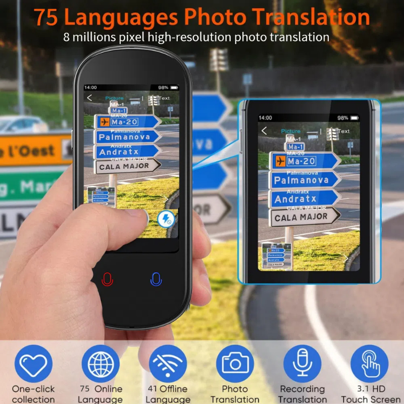 2025 新しいスマート翻訳音声マルチ 138 言語ポータブルサポート WiFi フル 3D タッチスクリーン写真オフライン記録翻訳