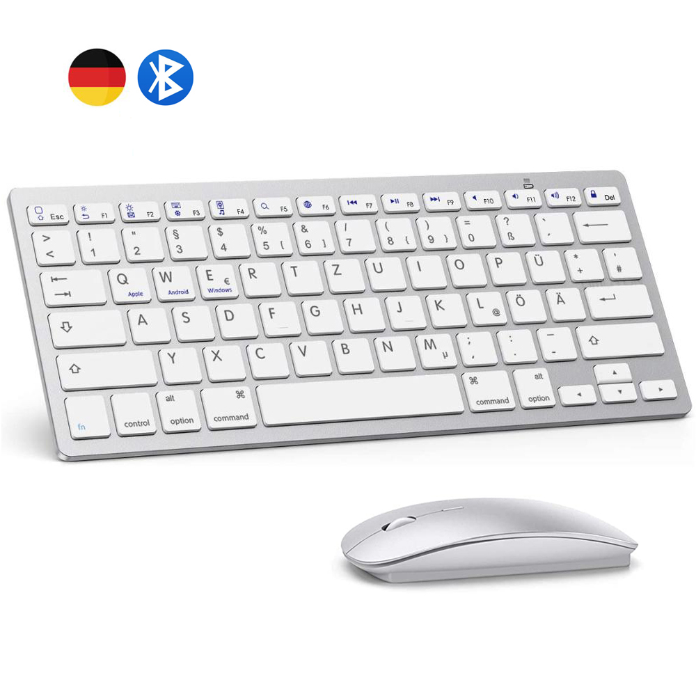 ドイツ語 QWERTZ レイアウト Bluetooth キーボード マウス コンボ ワイヤレス Bluetooth マウス ウルトラスリム ミュート Mac iPad iOS Android Windows 用