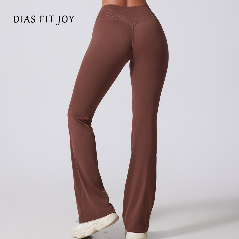DIAS FIT JOY レディース ヒップリフティング フレアパンツ ハイウエスト ヨガ フィットネス パンツ スポーツ マイクロ フレア ヨガパンツ ワイドレッグパンツ