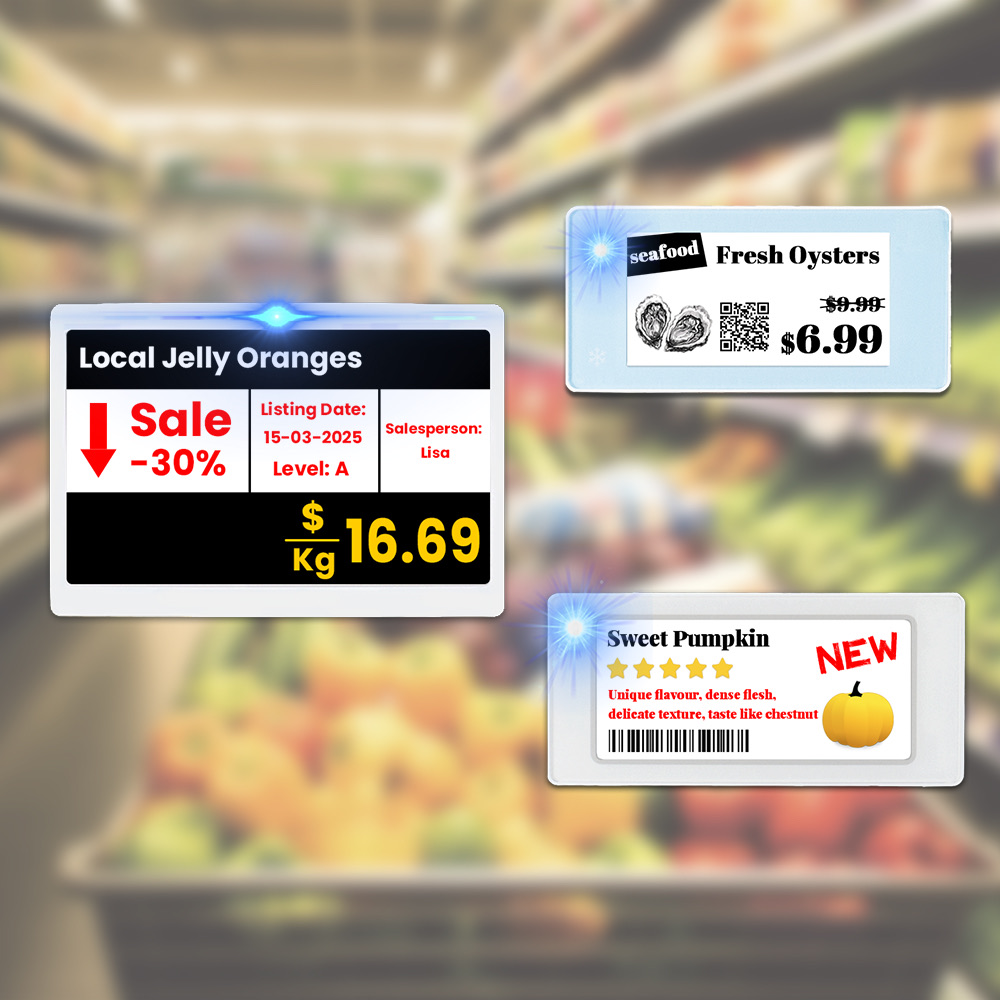 4 色 2.13/2.9/7.5 Ble Esl スーパーマーケットのデジタル値札店のための電子棚ラベル