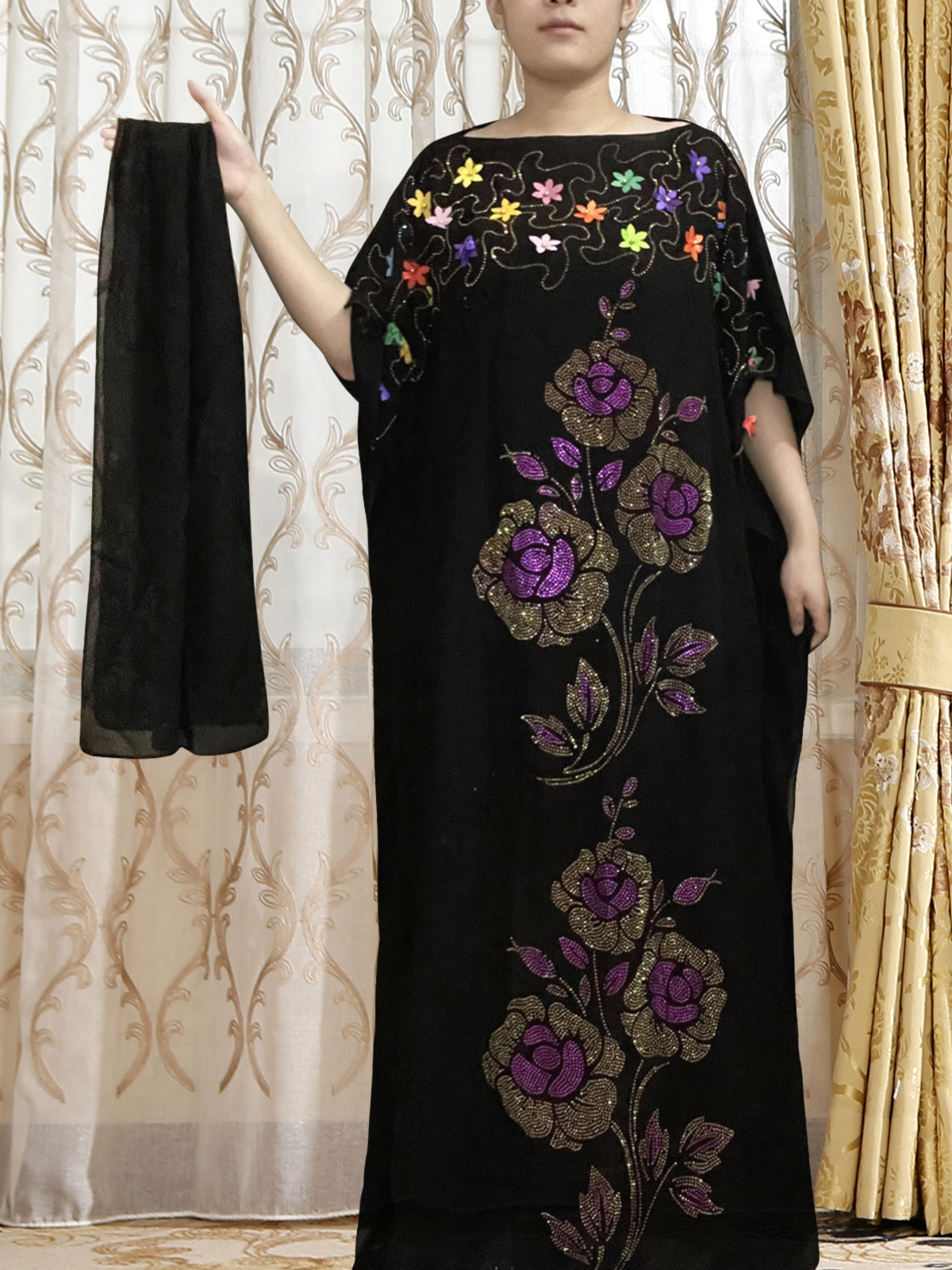 Abayas 女性のためのドバイ 2022 夏半袖アップリケ刺繍花ローブファム Musulmane アラビアイスラムカフタンマロカイン